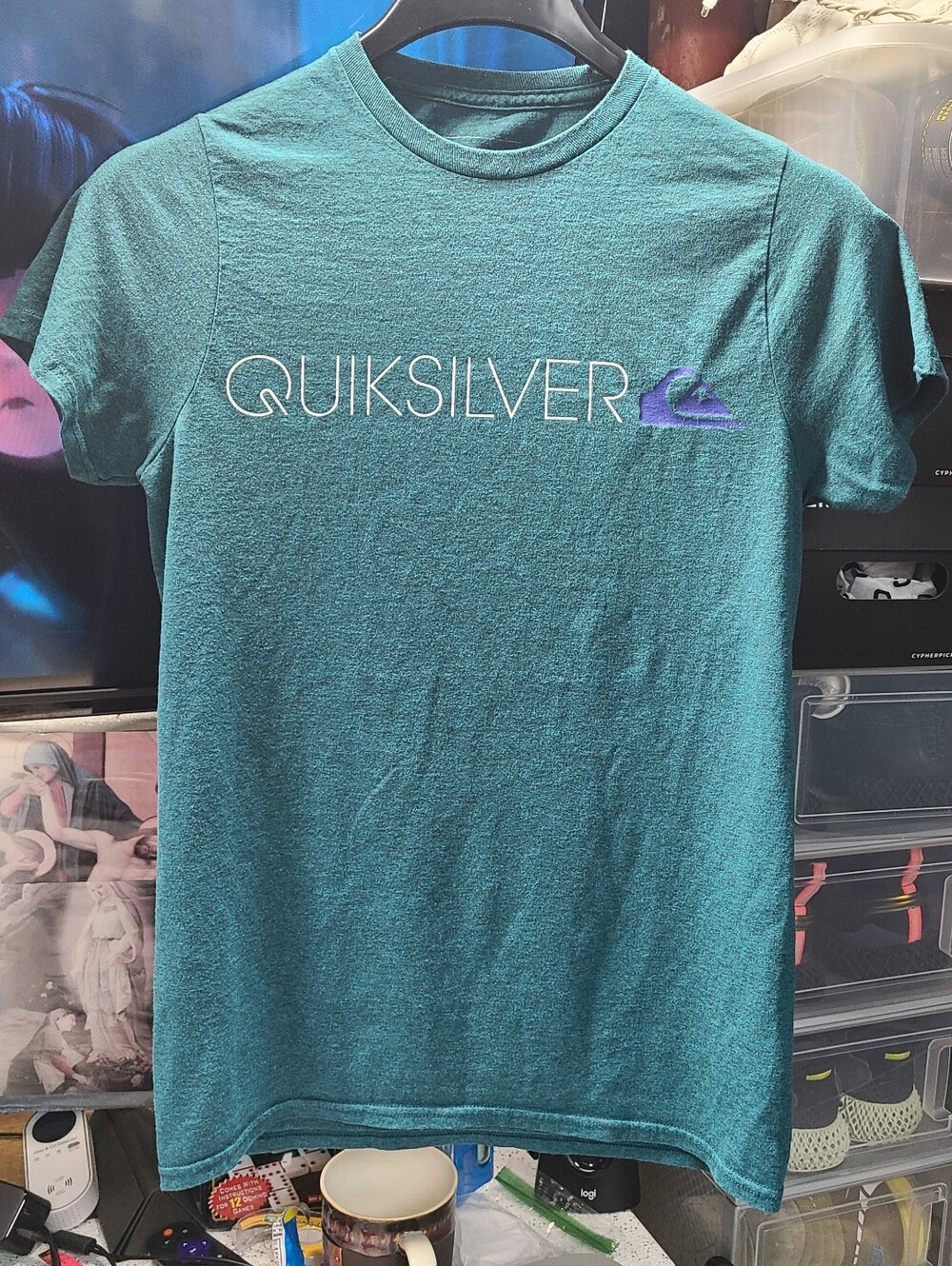 Quiksilver Teal Short-Sleeve Logo Tee with Purple Accent
